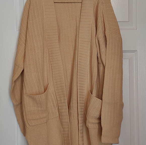 065. Apricot Shawl Neckline Long Sleeve Cardigan with Pocket  Size L - Picture 6 of 15